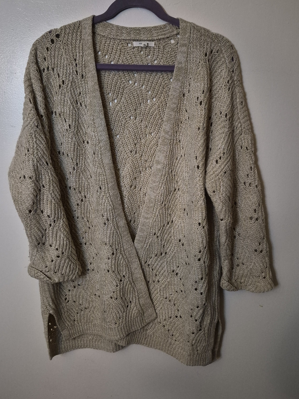 Maurices Beige Open-Knit Women's Cardigan Sweater
